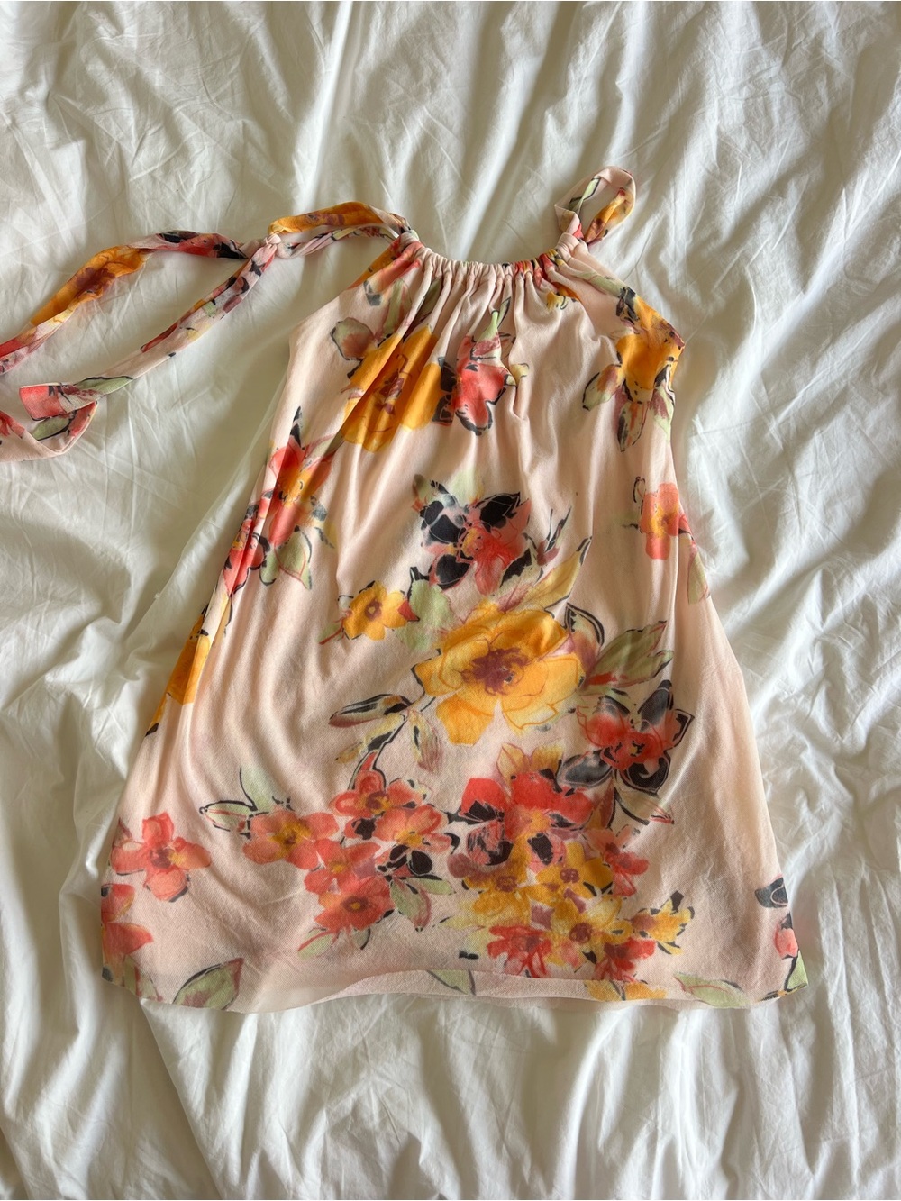 Sweet Pea Pink Floral Halter Top